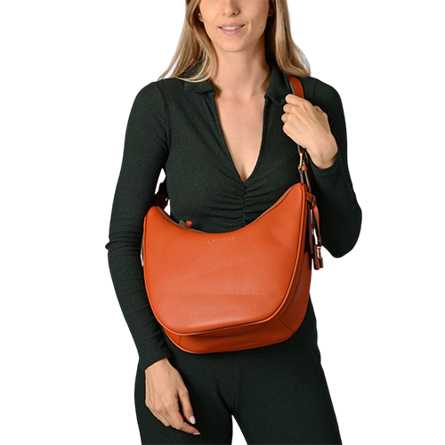 Sac porté croisé en cuir chatain gamme "Trinite Romy"