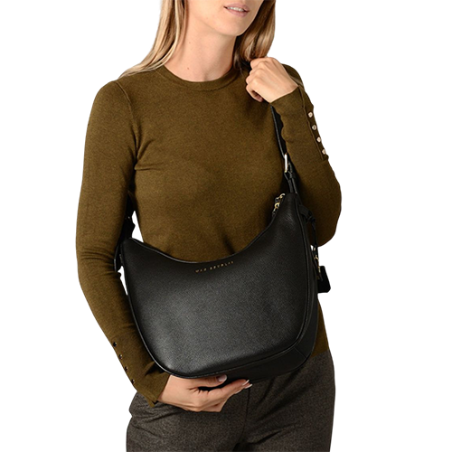 Sac porté croisé en cuir noir gamme "Trinite Romy"