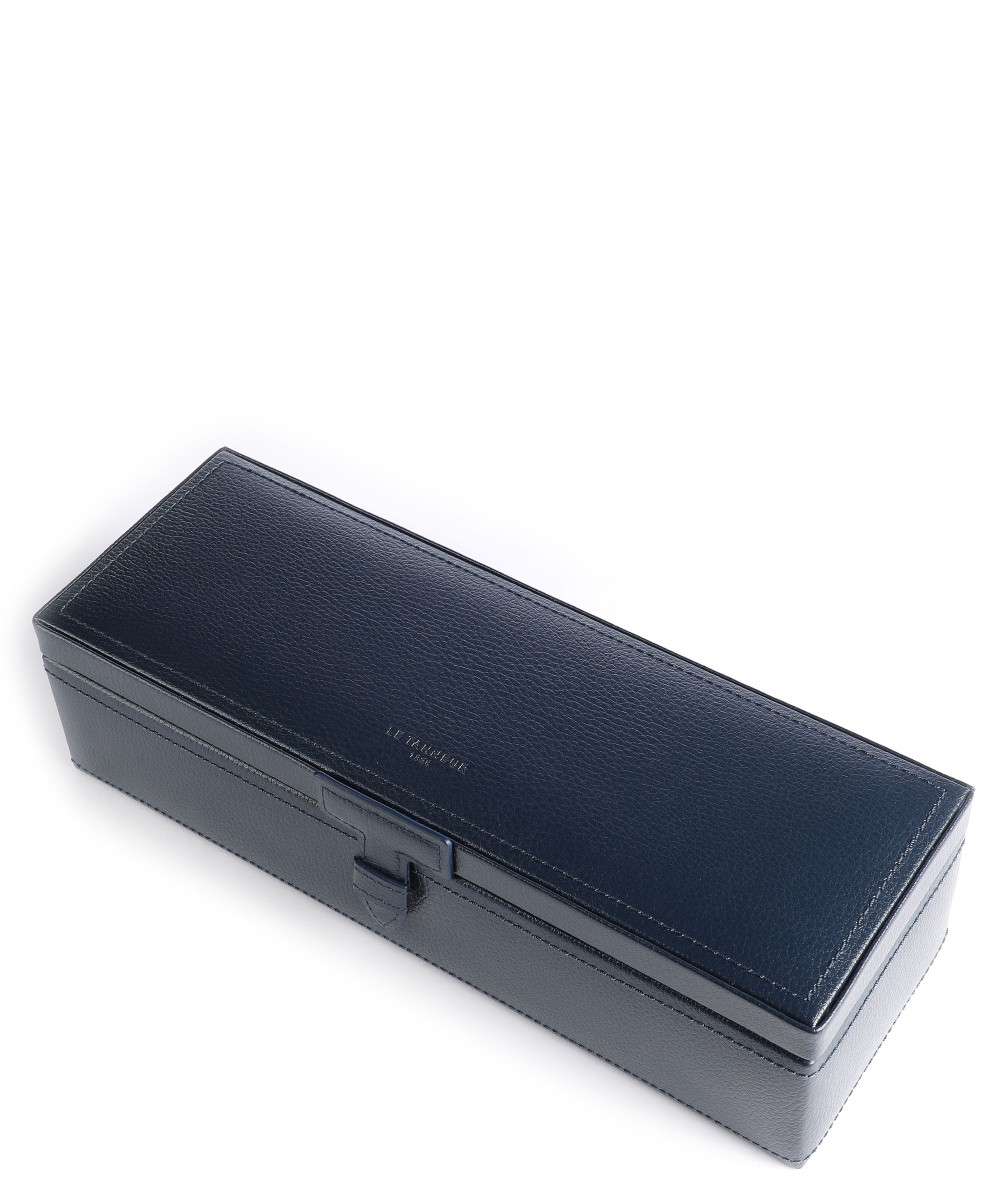 LE TANNEUR Boite à Montres en cuir grainé bleu marine