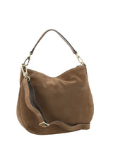 ABRO - Petit sac à main cuir velours JUNA Small Taupe