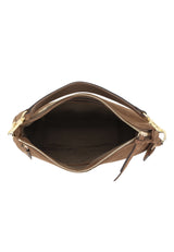 ABRO - Petit sac à main cuir velours JUNA Small Taupe