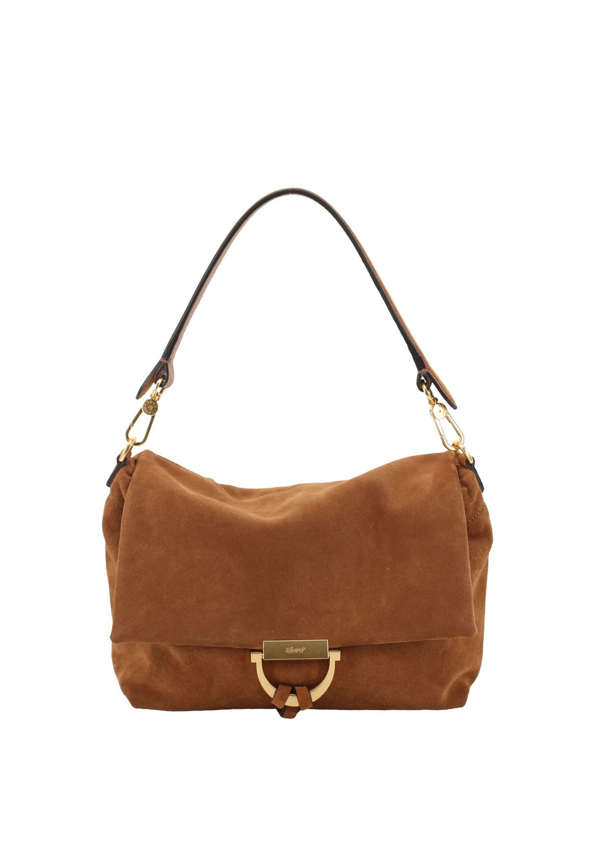ABRO - Sac porté épaule en daim TEMI Medium Cognac