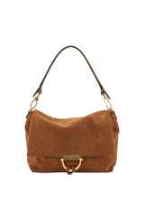 ABRO - Sac porté épaule en daim TEMI Medium Cognac