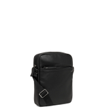 LANCASTER - Sac porté épaule homme en cuir lisse Noir