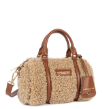 LANCASTER - Mini sac polochon femme effet moumoute Cognac