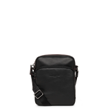 LANCASTER - Sac porté épaule homme en cuir lisse Noir