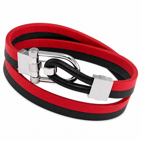 MONTBLANC Bracelet Urban Spirit bracelet cuir rouge et noir