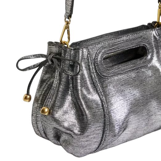 GERARD DAREL - Sac à main en cuir laminé effet glitter : Mini Dany - Argent