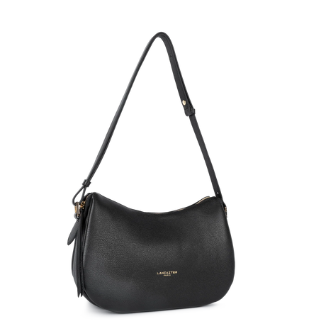 LANCASTER - Sac besace Lancaster Dune en cuir grainé noir