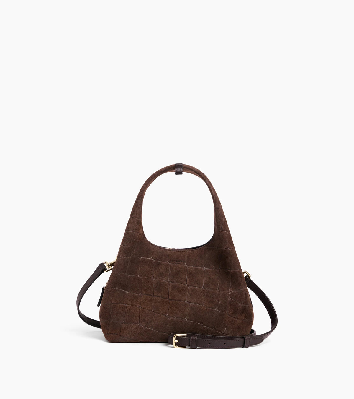 LE TANNEUR- Petit sac à main en cuir refente de velours embossé crocodile