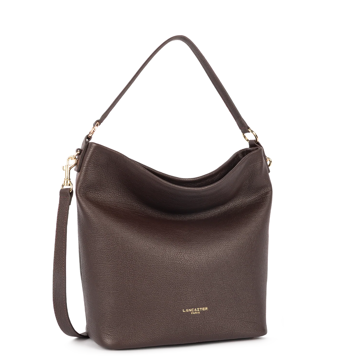 LANCASTER - Grand sac seau Dune en cuir grainé marron