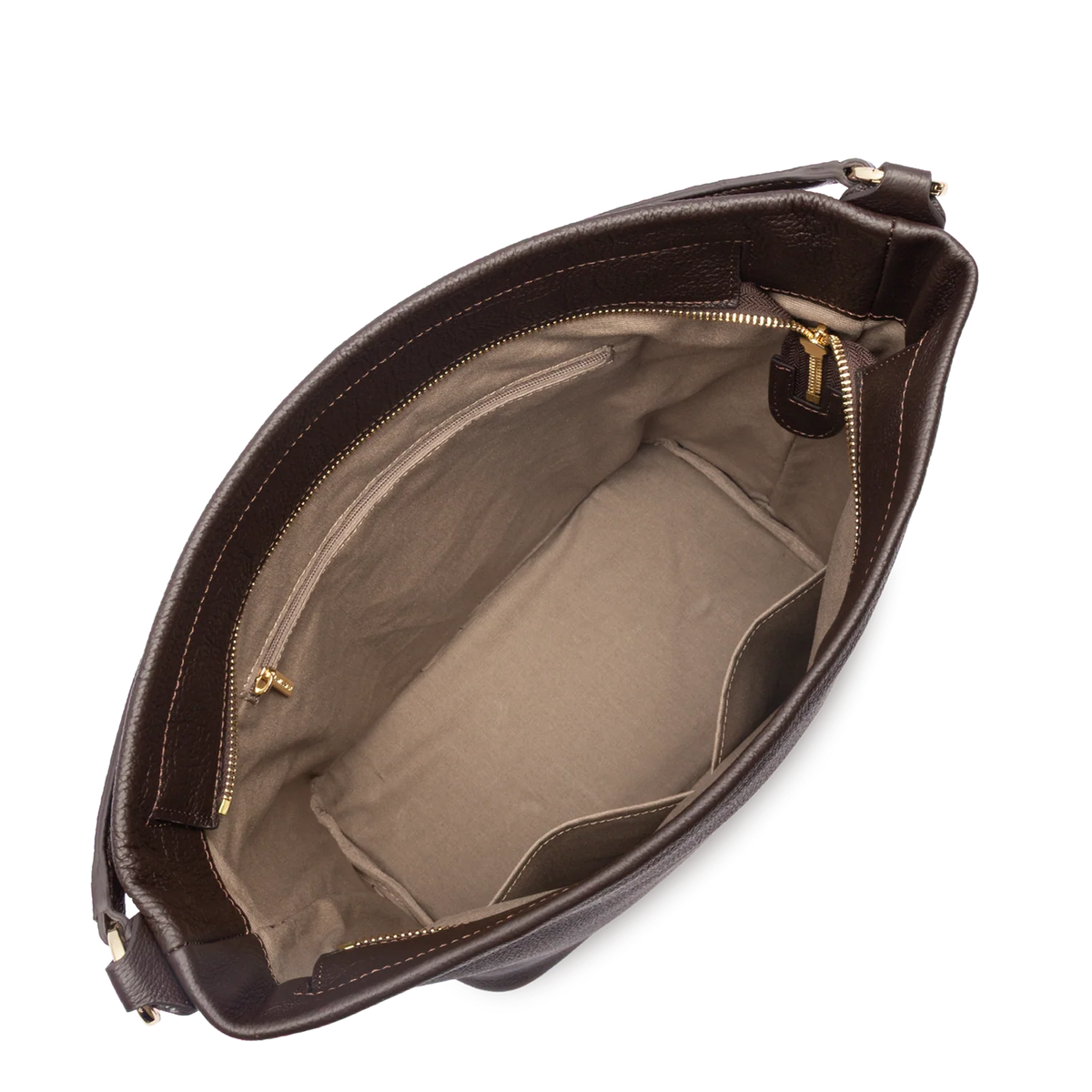 LANCASTER - Grand sac seau Dune en cuir grainé marron