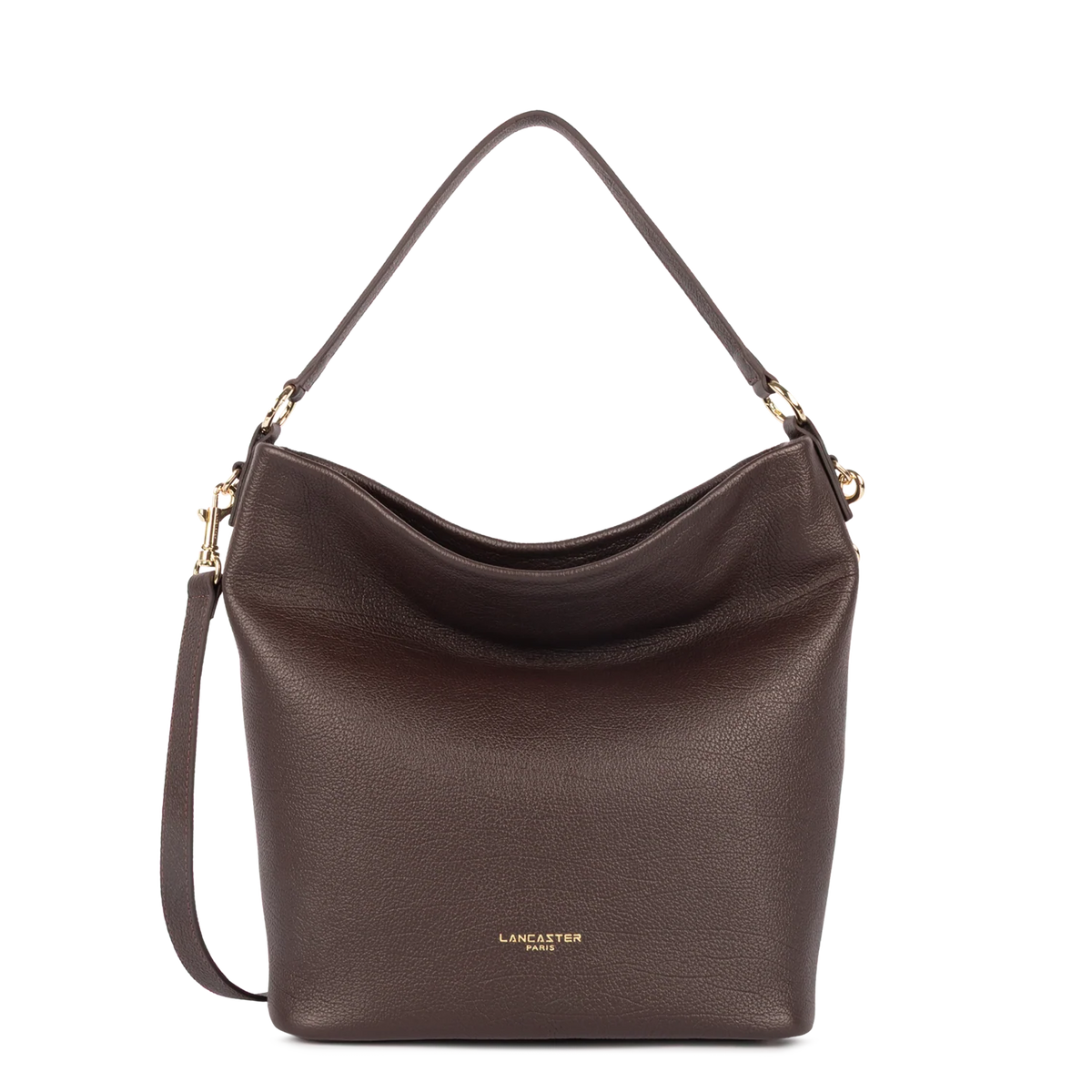 LANCASTER - Grand sac seau Dune en cuir grainé marron