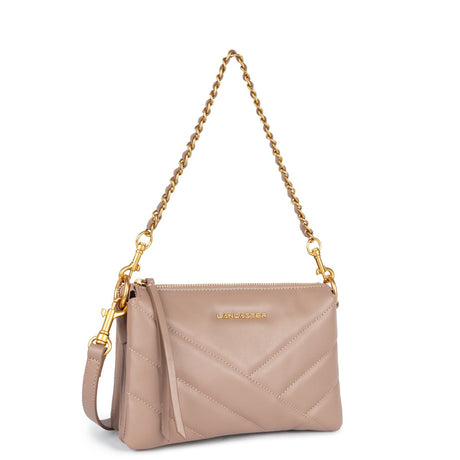 LANCASTER - Sac chaine - Soft Matelassé - Galet Rosé