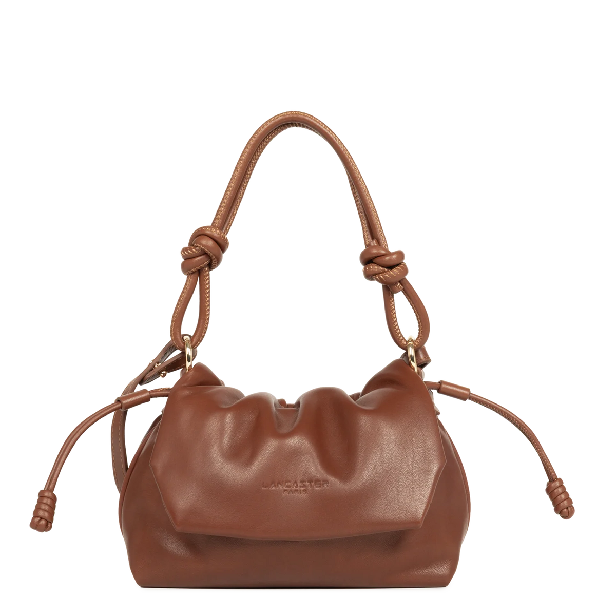 LANCASTER - Petit sac besace Lancaster Lush en cuir d'agneau Cognac