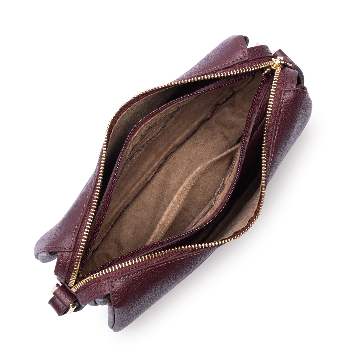 LANCASTER - Petit sac besace Lancaster Dune en cuir grainé bordeaux