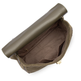 LANCASTER - Grand sac cabas porté épaule en cuir velours Suède Grace Khaki