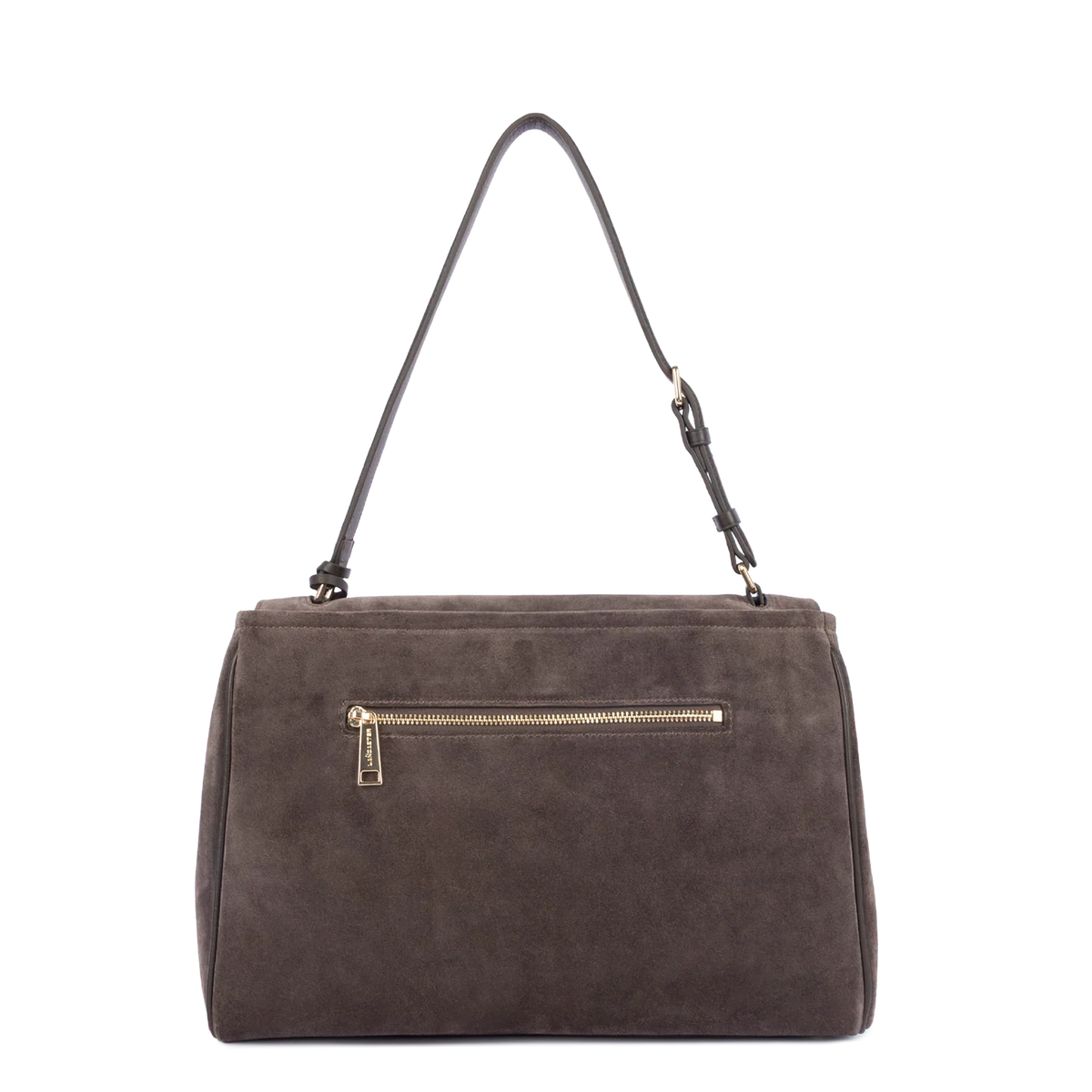 LANCASTER - Grand sac cabas porté épaule en cuir velours Suède Grace Marron