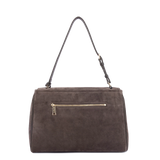 LANCASTER - Grand sac cabas porté épaule en cuir velours Suède Grace Marron