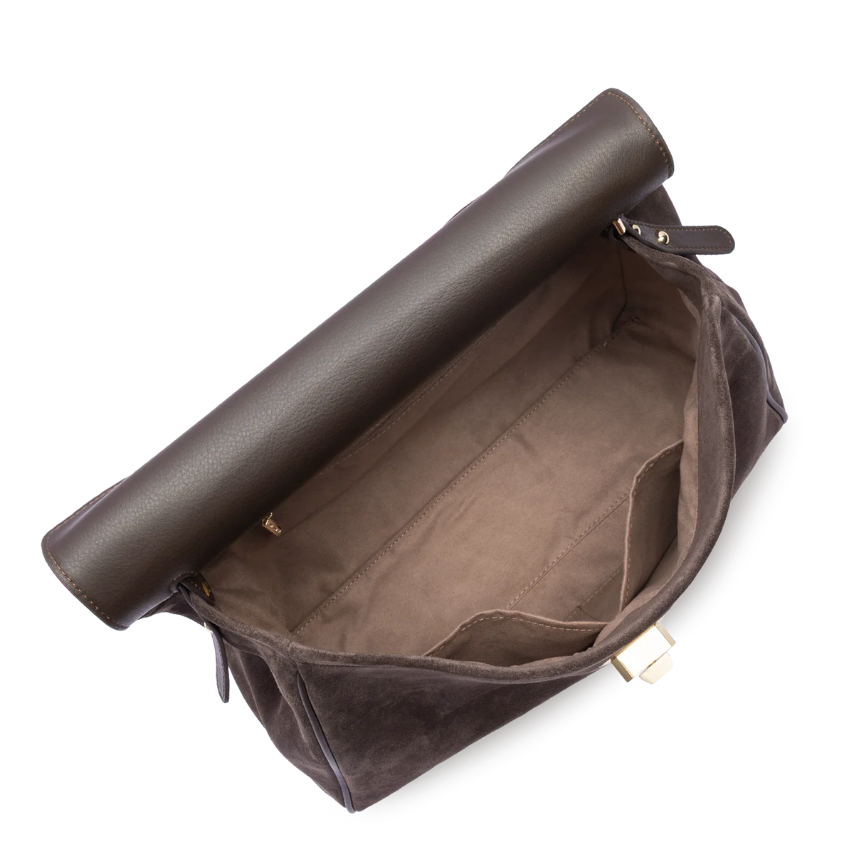 LANCASTER - Grand sac cabas porté épaule en cuir velours Suède Grace Marron