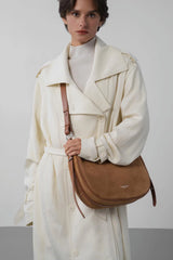 LANCASTER - Grand sac besace Suède - Camel