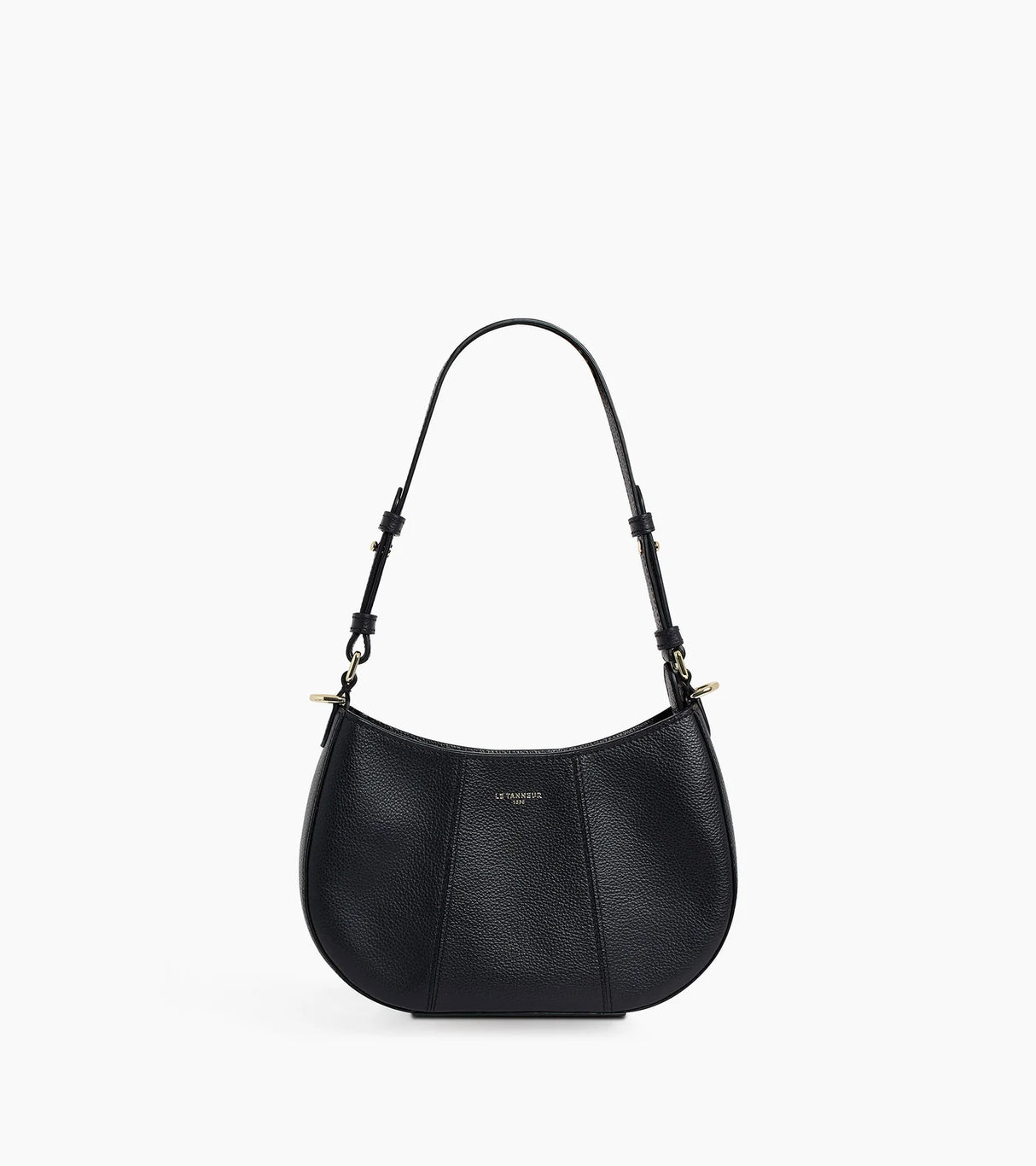 LE TANNEUR - Sac demi lune - Juliette en cuir grainé - Noir
