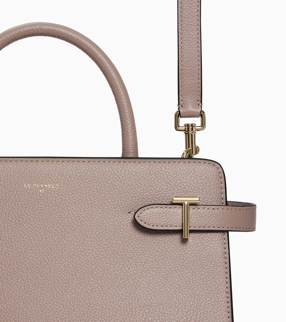 LE TANNEUR- Sac à main moyen modèle Emilie en cuir grainé Gris Fossile