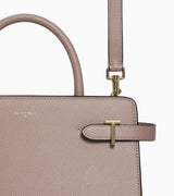 LE TANNEUR- Sac à main moyen modèle Emilie en cuir grainé Gris Fossile
