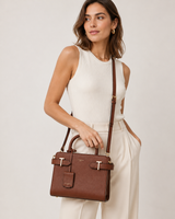 LE TANNEUR- Sac à main petit modèle Emilie en cuir grainé ébène