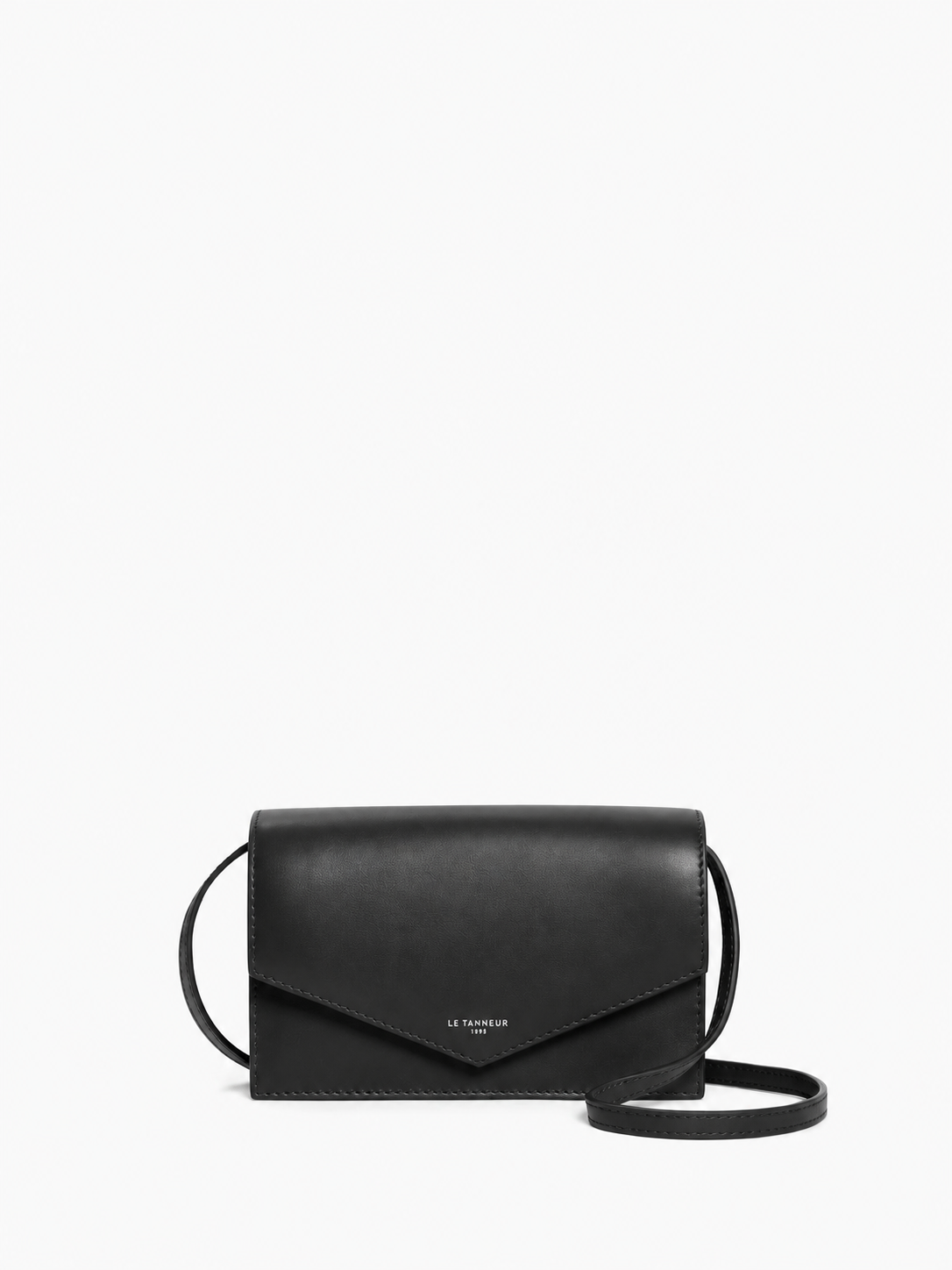 LE TANNEUR- Pochette Paulette en cuir lisse Noir