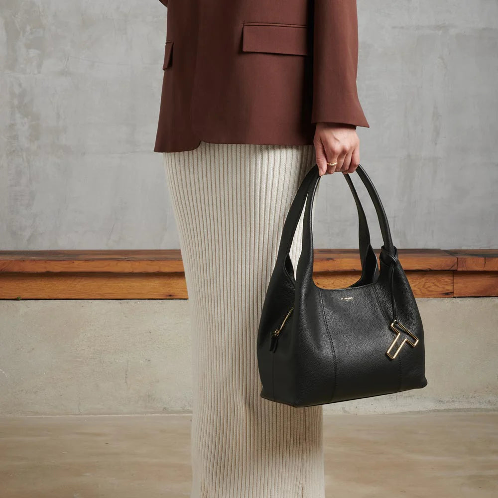 LE TANNEUR - Sac porté épaule M - Juliette en cuir grainé - noir