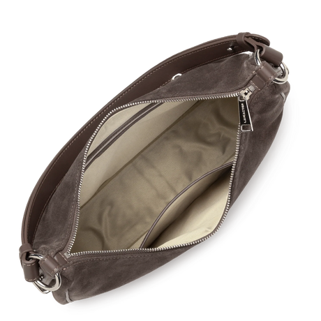 LANCASTER - Grand sac besace Lancaster Suède IT en cuir velours marron