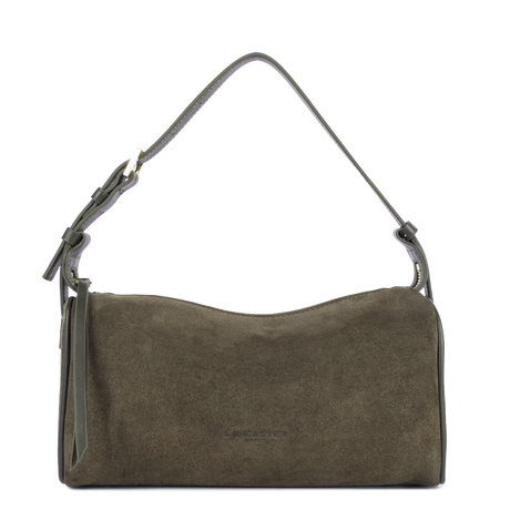 Sac baguette porté épaule en cuir velours Suède Khaki Lancaster – vue 3