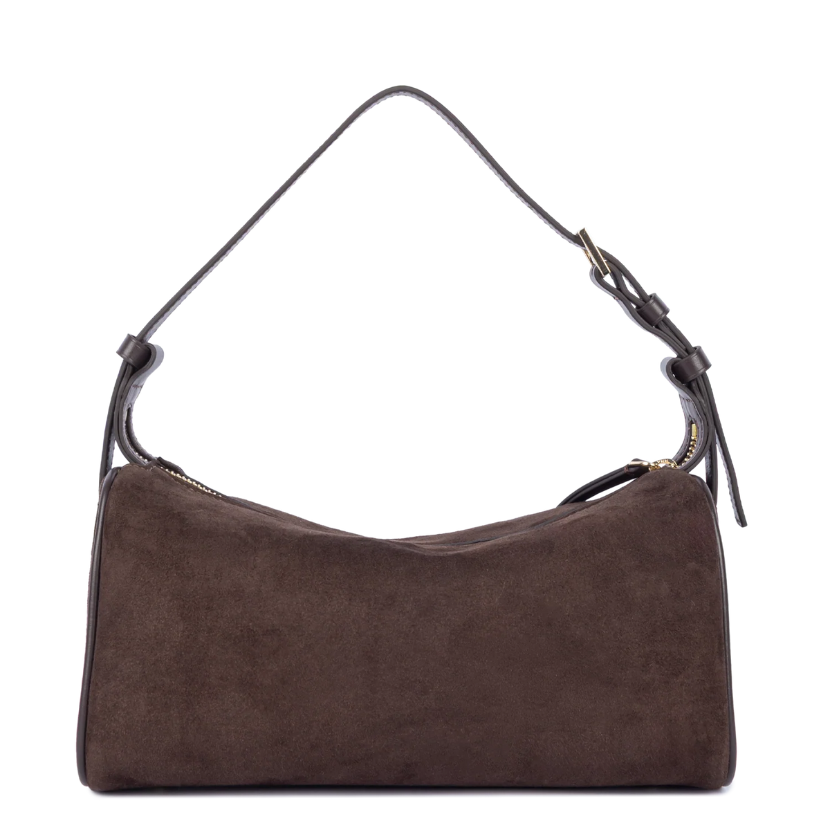 LANCASTER - Sac baguette porté épaule en cuir velours Suède Marron