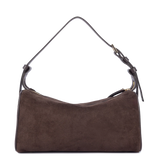 LANCASTER - Sac baguette porté épaule en cuir velours Suède Marron