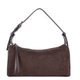 LANCASTER - Sac baguette porté épaule en cuir velours Suède Marron