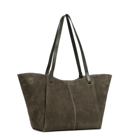Sac cabas porté épaule en cuir velours Khaki Lancaster – vue 2