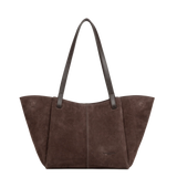 LANCASTER - Sac cabas porté épaule en cuir velours Marron
