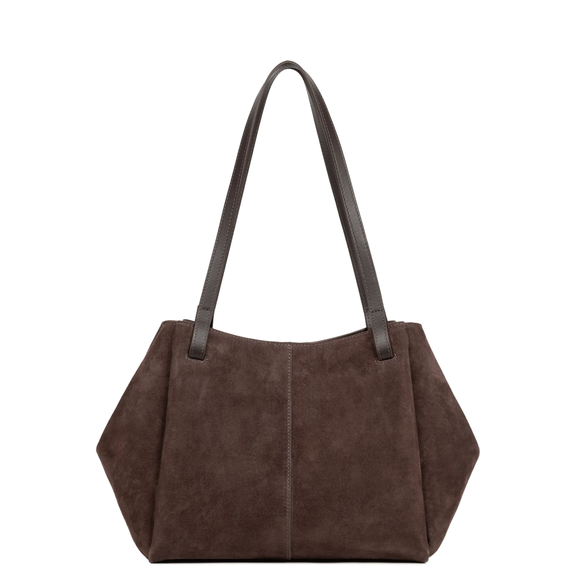 LANCASTER - Sac cabas porté épaule en cuir velours Marron