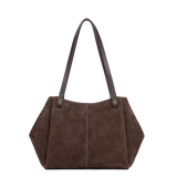 LANCASTER - Sac cabas porté épaule en cuir velours Marron