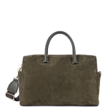 LANCASTER - Porte document cuir velours Khaki