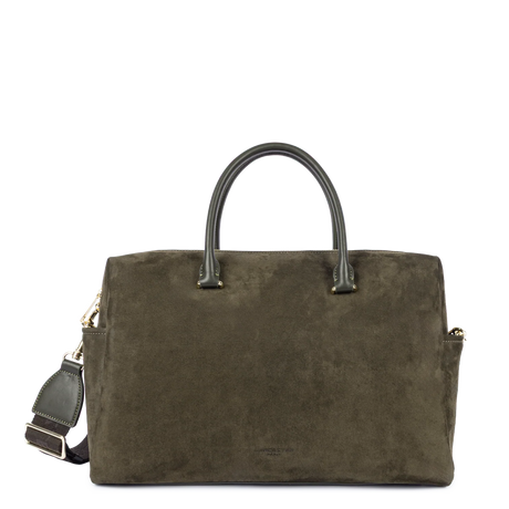 Porte document cuir velours Khaki Lancaster
