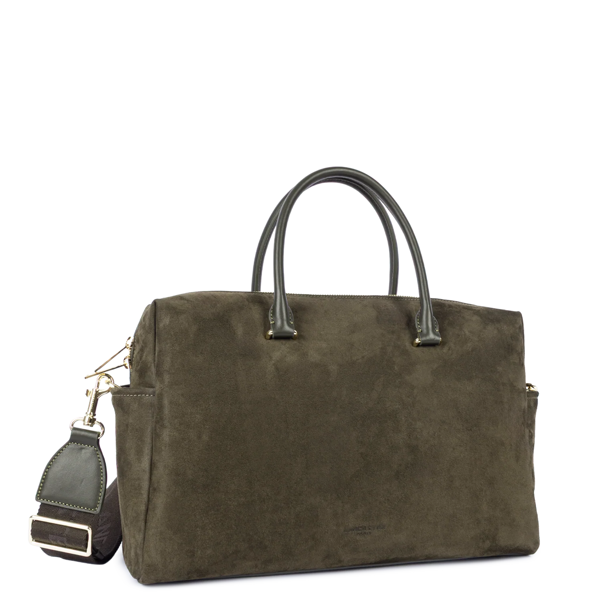 LANCASTER - Porte document cuir velours Khaki