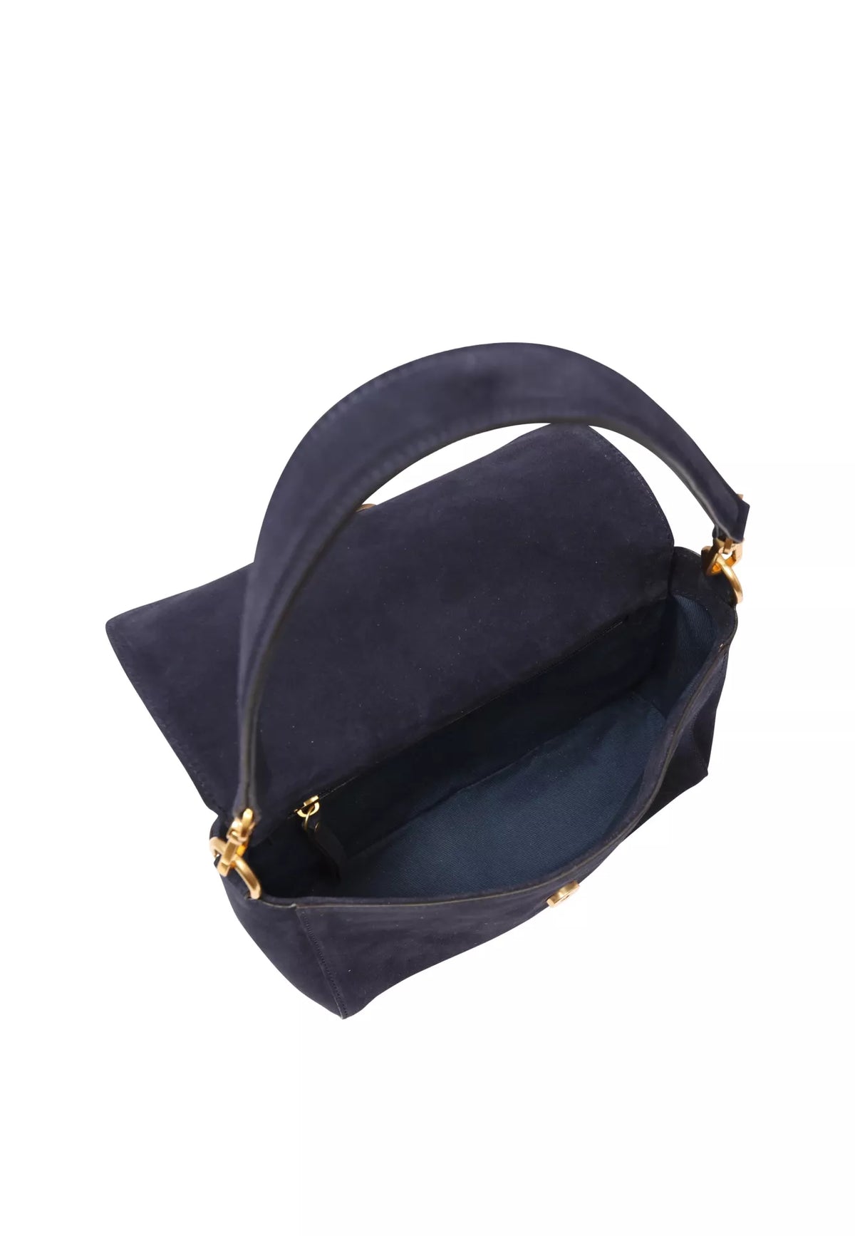 ABRO - Sac porté épaule en daim Navy TEMI – Abro