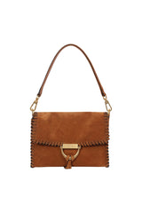 ABRO - Sac porté épaule en daim TEMI STITCH Cognac