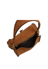ABRO - Sac porté épaule en daim TEMI STITCH Cognac