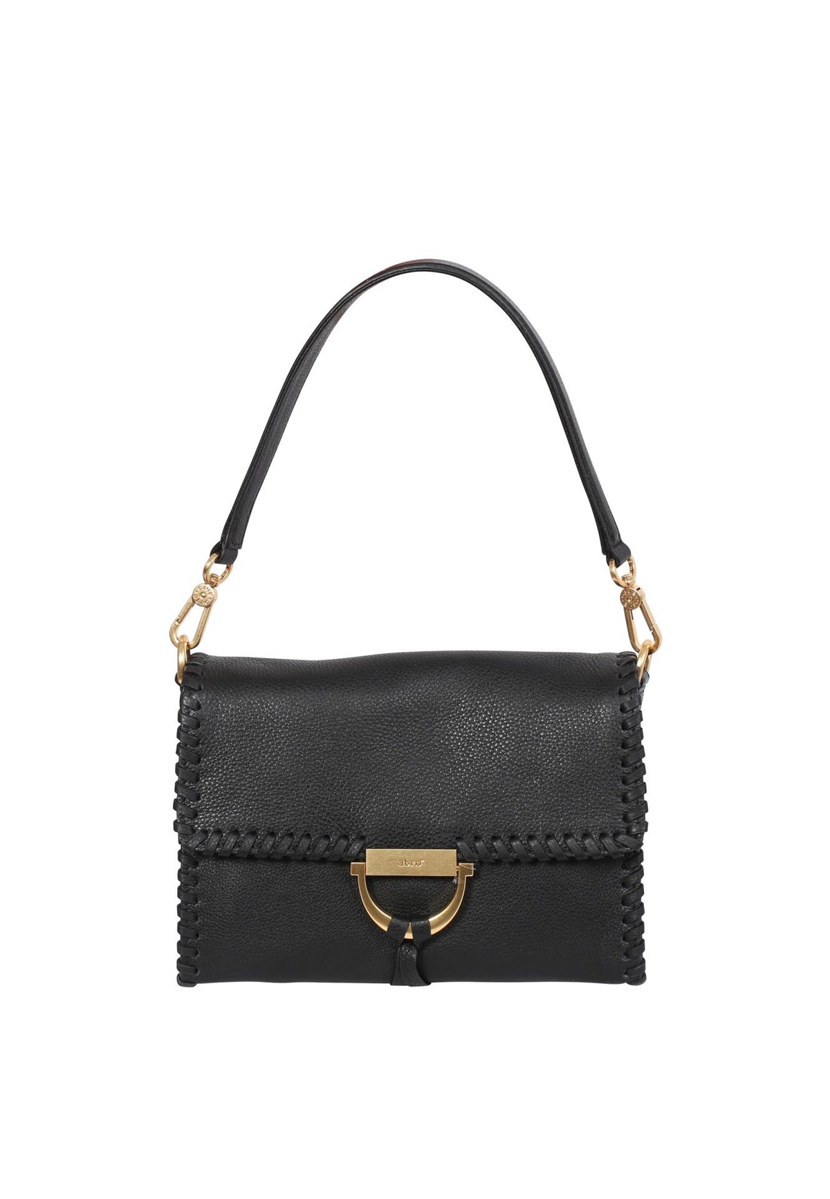 ABRO - Sac porté épaule en cuir grainé TEMI STITCH Noir