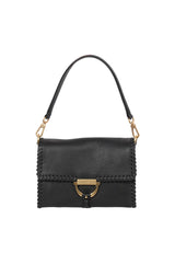 ABRO - Sac porté épaule en cuir grainé TEMI STITCH Noir