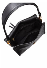 ABRO - Sac porté épaule en cuir grainé TEMI STITCH Noir