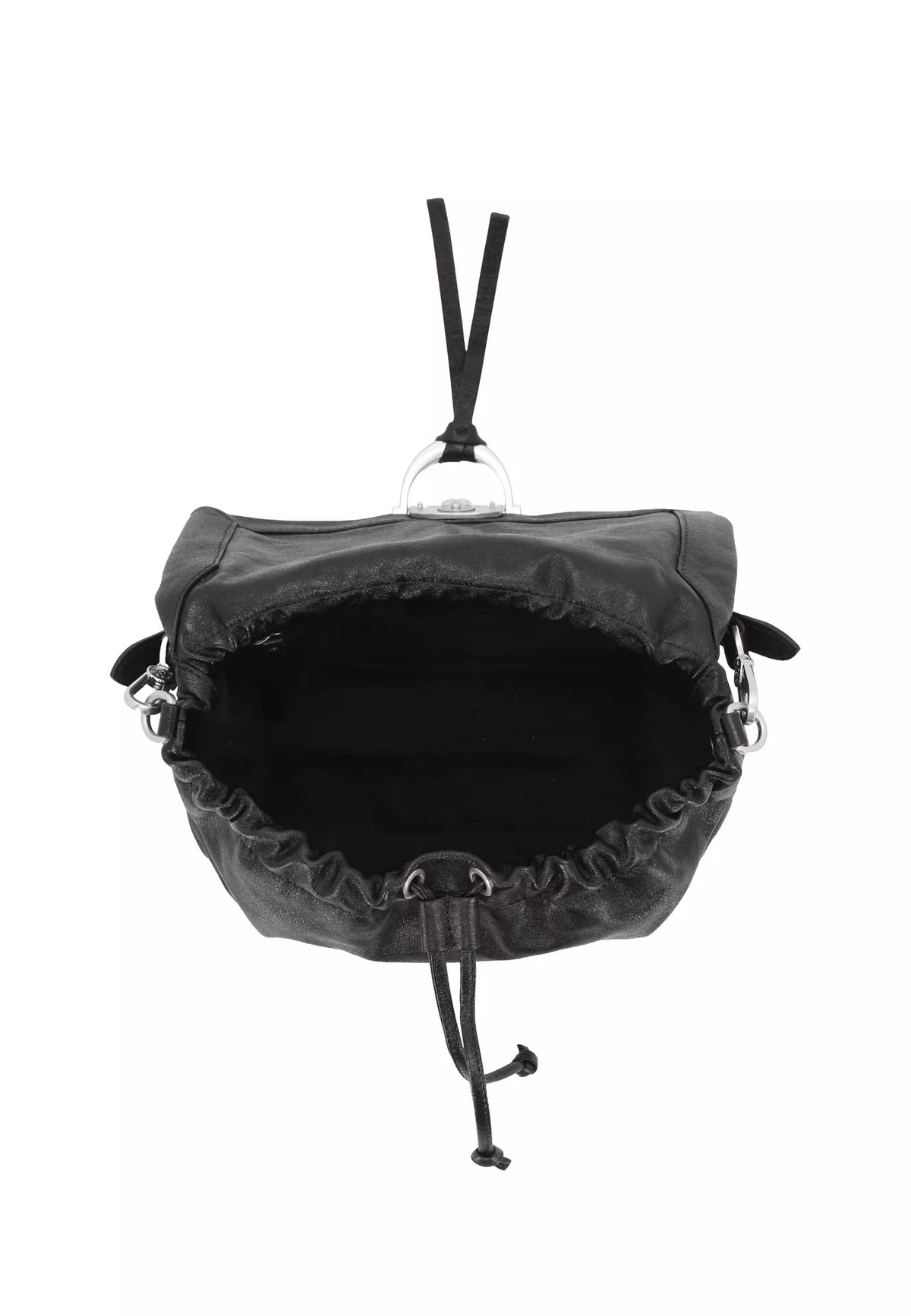 ABRO - Sac porté épaule en cuir lisse TEMI Medium Noir